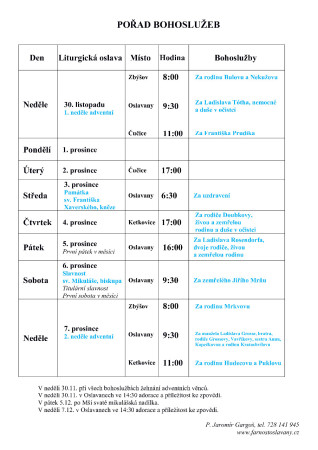 Aktuální pořad bohoslužeb