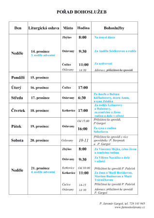 Aktuální pořad bohoslužeb
