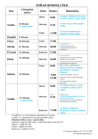 Aktuální pořad bohoslužeb