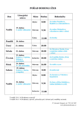 Aktuální pořad bohoslužeb